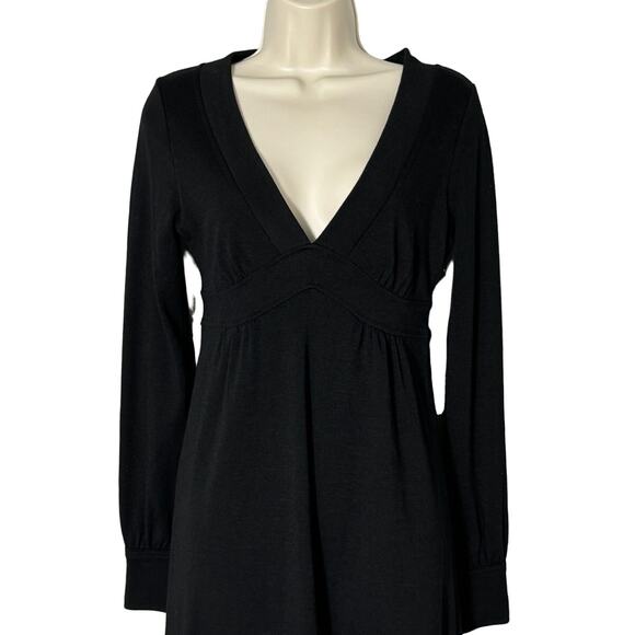 J.Crew Vintage Wool Long Sleeve A Line Empire Waist Midi Dress in Black Size 4 - Picture 6 of 9